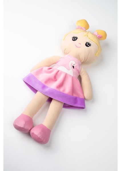 Peluş Prenses Bebek Oyuncak Pembe Etekli Oyun ve Uyku Arkadaşı 45 cm 1 Adet