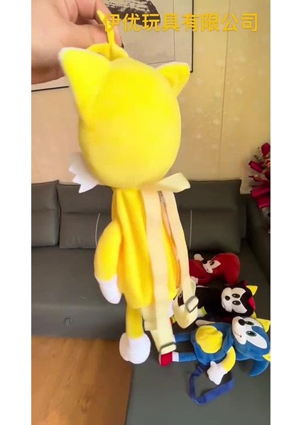 3D Sonic Model Peluş Kirpi Şekil Kısa Peluş Çanta Oyuncak Oyuncak 60 cm 1 Adet