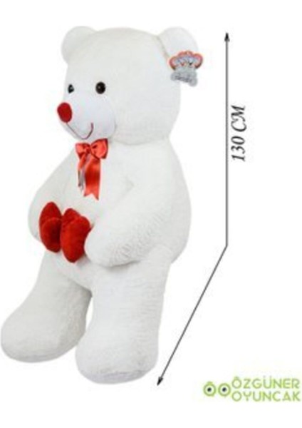 130 cm Çift Kalp Tutan Peluş Ayı (%100) Yerli 1 Adet fırsatları