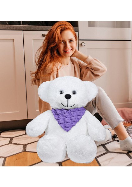 Renkli Fularlı Peluş Ayıcık – 65 cm, Yumuşak ve Şık Tasarım 1 Adet