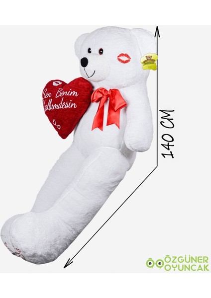 Sevgililer Günü 140 cm Kalpli Sevimli Peluş Ayıcık 1 Adet