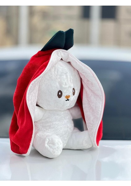 Sevgiliye Özel Hediye Çilek Tavşan Özel Tasarım Fermuarlı Tavşan 55 cm Oyuncak Peluş 1 Adet fırsatları