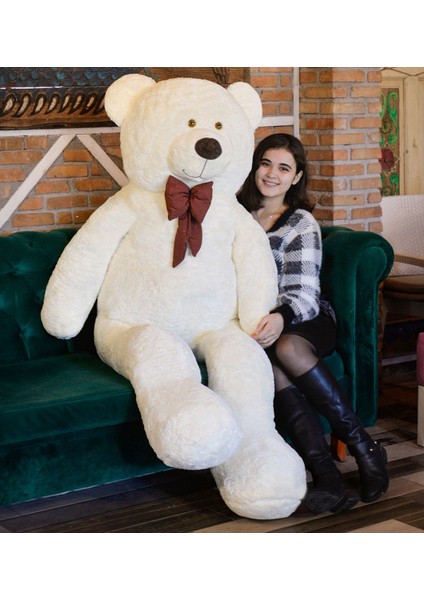 200 cm Papyonlu Peluş Ayı-Dev Boy-Sevgiliye Özel Hediye - % 100 Yerli 1 Adet