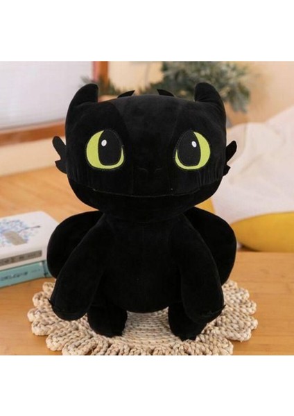 25 cm Siyah Dişsiz Ejderha Peluş Oyuncak - Ejderhanı Nasıl Eğitirsin Hayranları Için 1 Adet