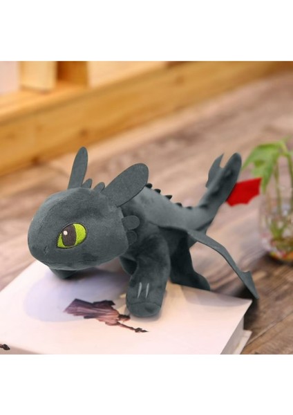 25 cm Siyah Dişsiz Ejderha Peluş Oyuncak - Ejderhanı Nasıl Eğitirsin Hayranları Için 1 Adet