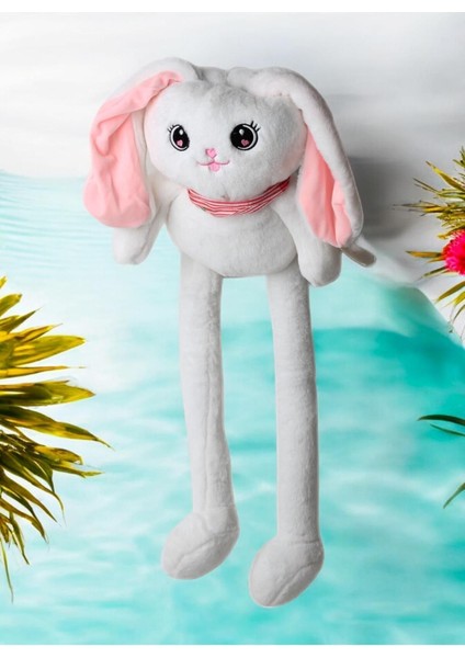 Luxury Ithal Kumaş Kulakları & Ayakları Uzayıp Küçülen Sevimli Tavşan Peluş Oyuncak & Uyku Arkadaşı 75 Cm. 1 Adet
