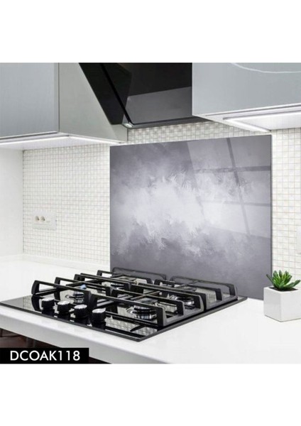 Luxury Cam Ocak Arkası Koruyucu | Gri - Beyaz Model 76X49,5 cm 1 Adet
