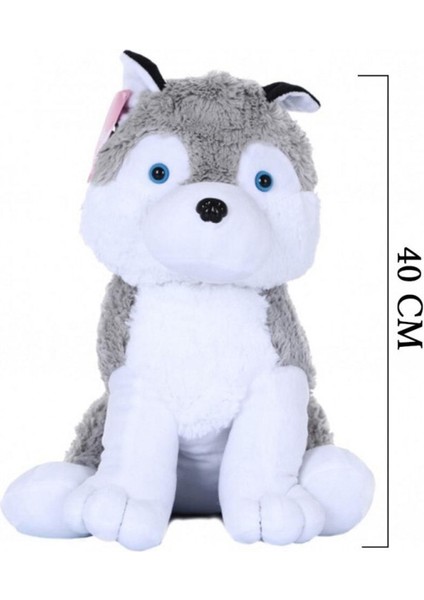 Peluş Köpek Oyuncak 40 cm Büyük Boy Husky Köpek Sibirya Kurdu 1 Adet