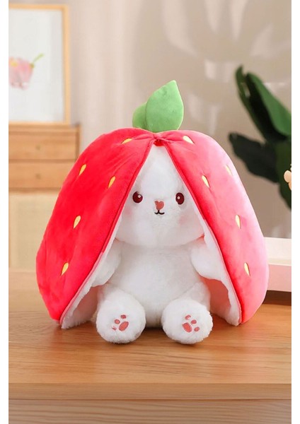 Çilek Tavşan Sevimli Peluş Çilek Tavşan Çantalı 50 cm Sevimli Çilek Tavşan Hediyelik 1 Adet