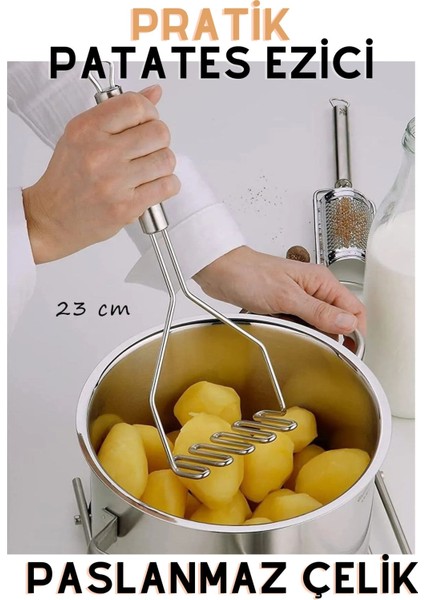 Luxury Pratik 24 cm Lüks Paslanmaz Metal Patates Ezici | Patates Ezici Püre Yapıcı 1 Adet