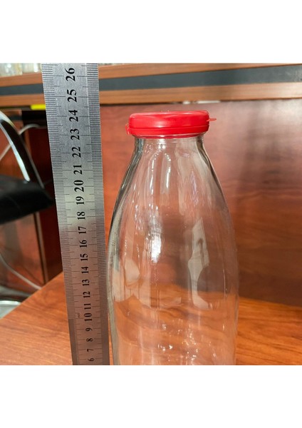 Luxury 2 Adet Çok Amaçlı Cam Şişe Süt Su Şişesi Plastik Kapaklı 2X1000CC(1 Litre) 1 Adet