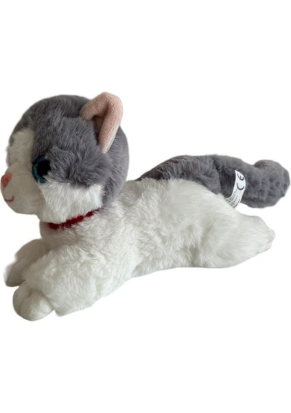 Sesli Yatan Miyavlayan 25 cm Peluş Kedi Oyuncak 1 Adet