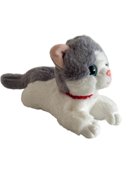 Sesli Yatan Miyavlayan 25 cm Peluş Kedi Oyuncak 1 Adet