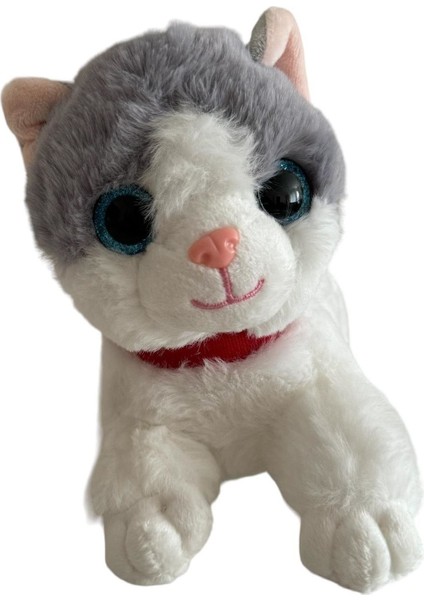 Sesli Yatan Miyavlayan 25 cm Peluş Kedi Oyuncak 1 Adet