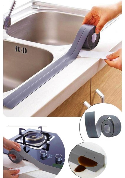 Luxury Gri Su Sızdırmaz Banyo Mutfak Lavabo Küvet Izolasyon Şerit Bant 1 Adet