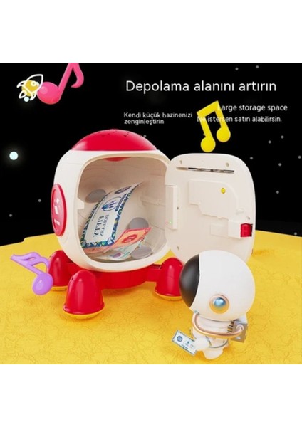 Star Çocuk Roket Kumbara Büyük Kapasiteli Simüle Parmak Izi Şifreli Kilit Müzikli Işık 1 Adet modelleri