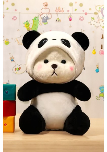 Kapüşonlu Sevimli Peluş Panda - Panda Figürlü Peluş Oyuncak 1 Adet
