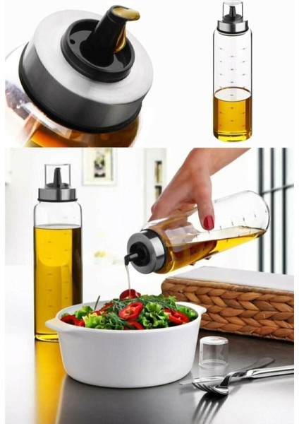 Luxury Damlatmaz Isıya Dayanıklı Silikat Cam Yağlık ve Sirkelik, Yağdanlık 750 ml 1 Adet