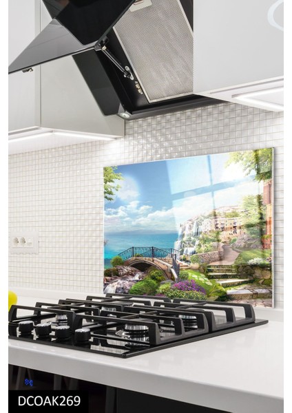 Luxury Cam Ocak Arkası Koruyucu | Manzara 60X52 cm 1 Adet