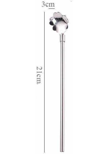 Luxury Paslanmaz Metal 2'li Kaşıklı Pipet Fırça Seti 1 Adet
