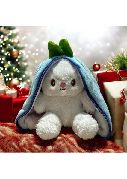 Peluş Çilek Tavşan 25 cm Peluş Oyuncak Peluş Tavşan Fermuarlı Sevgiliye Özel Hediyelik 1 Adet
