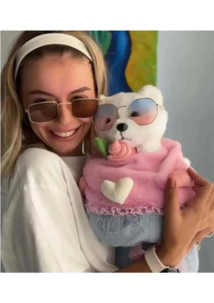 Peluş Ayıcık Sevgi Buketi ve Çelik Kolye Sevgililer Günü Doğum Günü Hediye 40 cm 1 Adet