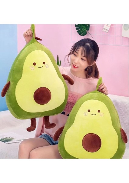 Avokado Peluş Yastık Yumuşacık Şirin Eğlenceli Meyve Temalı Renkli Konforlu Lüks Dekoratif Hediyelik 1 Adet