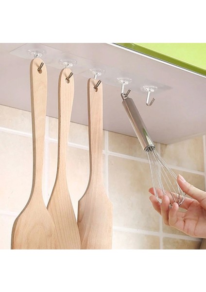 Luxury Süper Güçlü Yapışkanlı Suya Dayanıklı Şeffaf Askı 5li Set Yeniden Kullanılabilir Kancalar (K95) 1 Adet