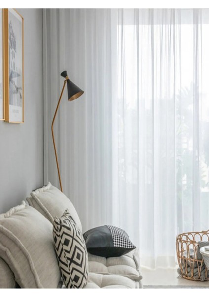 Düz Krep Tül Perde Ekru Krem Pilesiz Dikim -VLA100