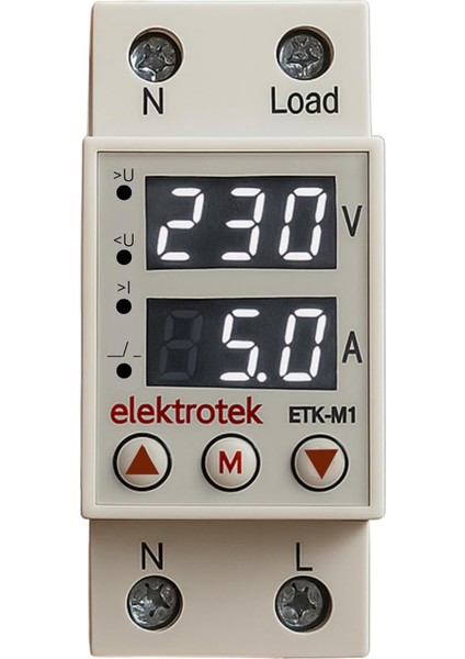 Etk-M1 Monofaze Gerilim ve Akım Koruyucu 63A 230V Dın Ray Ayarlanabilir Röle