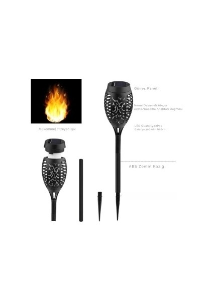 Solar Alev Efektli Bahçe Lambası indirimleri