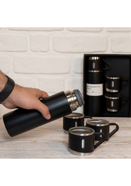 Isim Baskılı Paslanmaz Çelik Termos 2 Bardaklı Siyah fiyatları