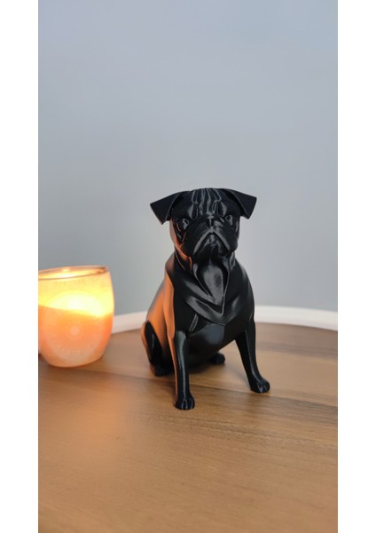 Pug Köpek Dekor Dekorasyon Biblo Heykel Ev Dekorasyonu Hediyelik 14 cm Siyah Renk modelleri