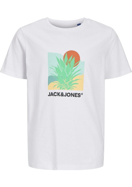 Jack Jones Jjbarbados Tee Ss Crew Neck Jnr Çocuk Beyaz Tshirt 12269841-01 fırsatları