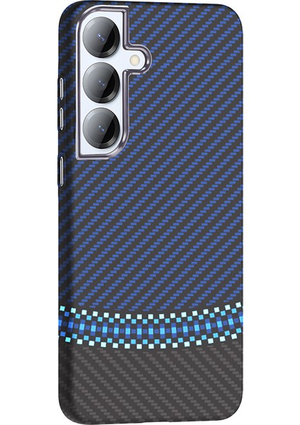 Samsung Galaxy S25 Kılıf M-Safe Şarj Özellikli Karbon Fiber Görünümlü Iksp Gros Kapak - Desert Titanyum modelleri