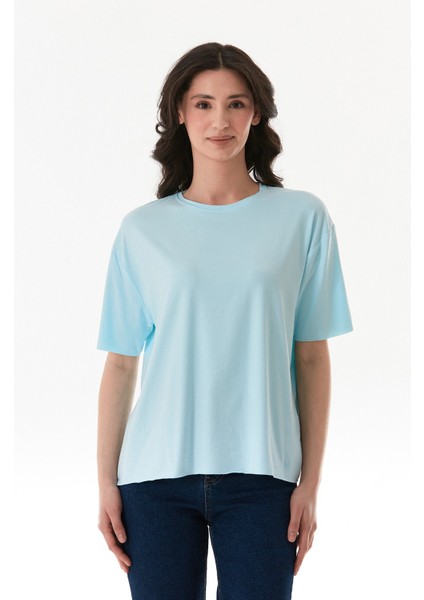 Basic Bisiklet Yaka Oversize Modal Tişört