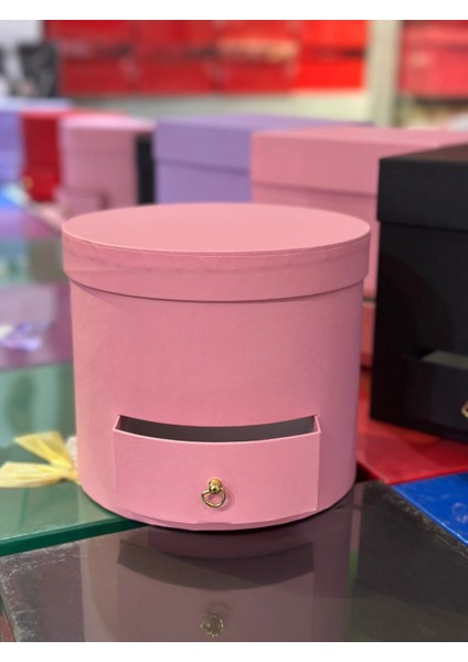 Pembe Yuvarlak Çekmeceli Kutu