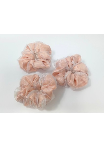 Saten ve Organze Dokulu Saç Tokası Ekru-Somon modelleri