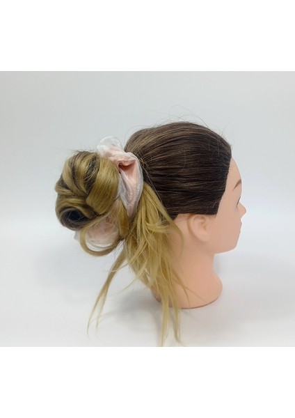 Saten ve Organze Dokulu Saç Tokası Ekru-Somon fırsatları