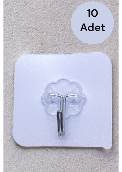 Şeffaf Yonca Askılık 10 Adet Güçlü Kendinden Yapışkanlı Kapı Duvar Askıları Mutfak Banyo Kanca Askı