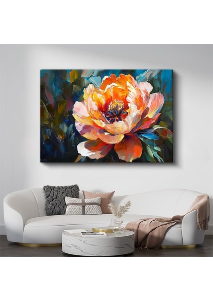 Turuncu Şakayık - Yağlı Boya Tekniğiyle Çiçek Portresi Kanvas Tablo