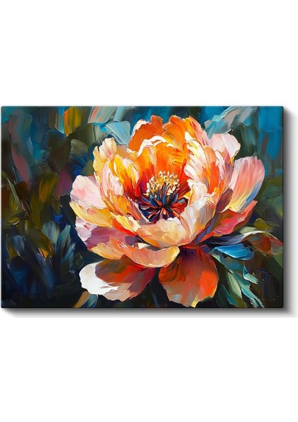 Turuncu Şakayık - Yağlı Boya Tekniğiyle Çiçek Portresi Kanvas Tablo fiyatları