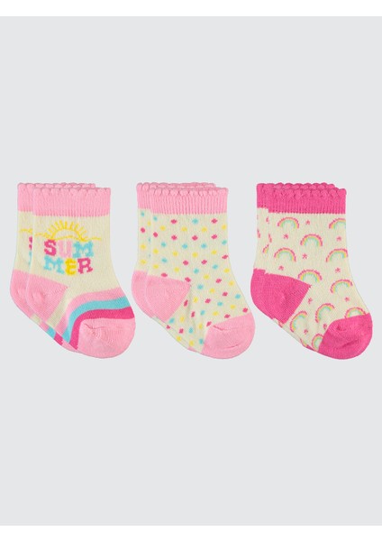 Kız Bebek 3'lü Çorap Set 6-18 Ay Pembe