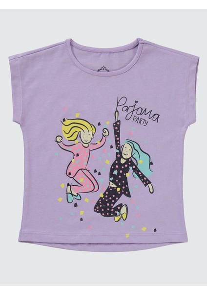 Kız Çocuk Pijama Takımı 2-5 Yaş Dijital Lavanta
