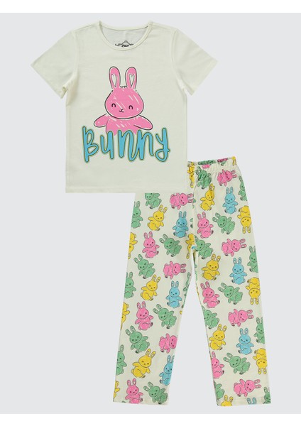 Civil Grils Kız Çocuk Pijama Takımı 6-9 Yaş Ekru