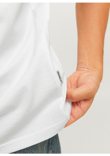 Bisiklet Yaka Beyaz Erkek T-Shirt 12262494_JORFREDERIKSBERG Tee Ss Cr