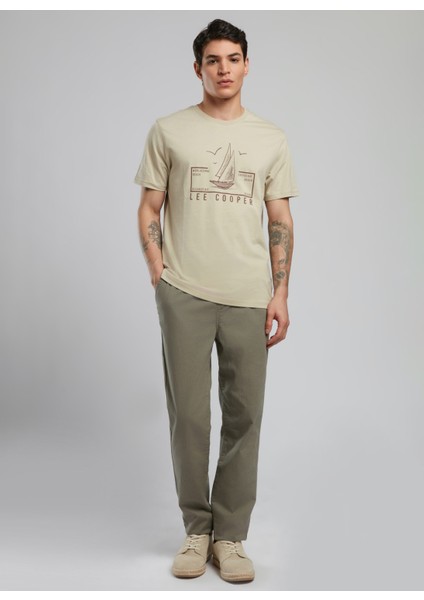 Yuvarlak Yaka Bej Erkek T-Shirt 252 Lcm 242038 Mark Bej