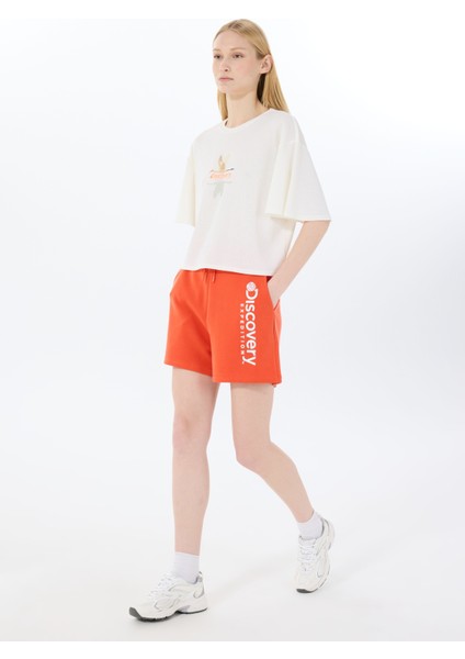D5SL-TST3508 Beyaz Bisiklet Yaka Relaxed Baskılı Kadın T-Shirt fiyatları