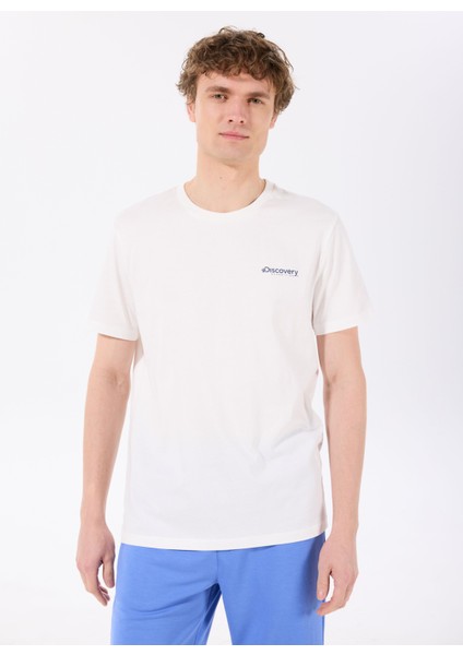 D5SM-TST3798 Beyaz Bisiklet Yaka Relaxed Baskılı Erkek T-Shirt modelleri