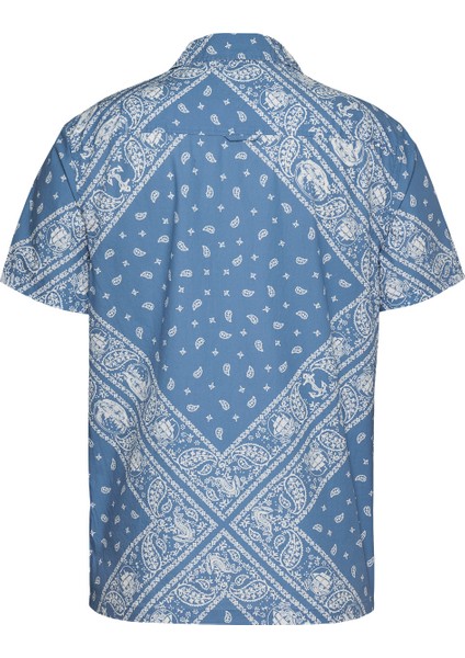 Regular Fit Açık Mavi Düz Erkek Gömlek DM0DM20888DY6 Tjm Reg Aop Ss Shırt modelleri